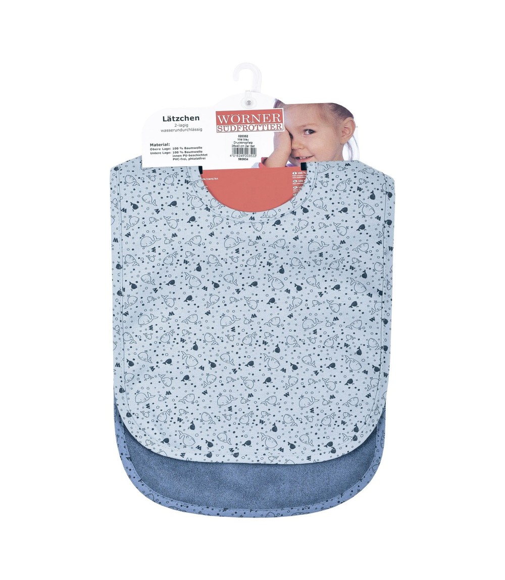 2er-Pack Lätzchen mit Druckknopf 26x40 cm