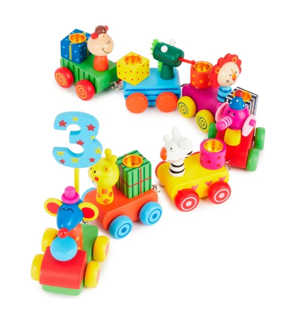 Geburtstagszug Holz Safari mit Zahlen 0-9 - ab Geburt