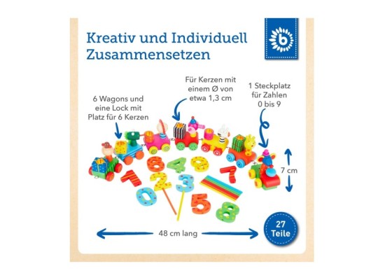 Geburtstagszug Holz Safari mit Zahlen 0-9 - ab Geburt