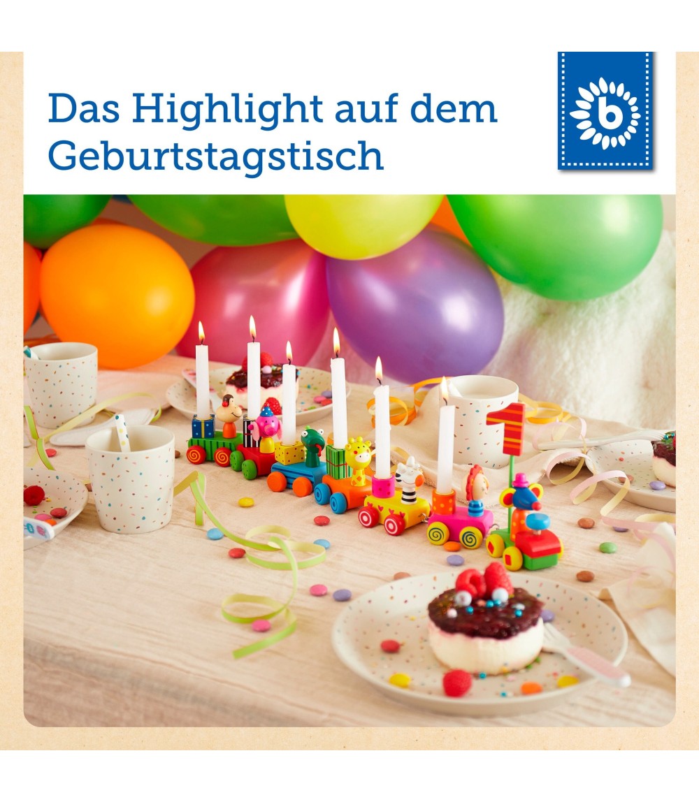 Geburtstagszug Holz Safari mit Zahlen 0-9 - ab Geburt