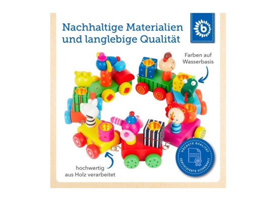 Geburtstagszug Holz Safari mit Zahlen 0-9 - ab Geburt