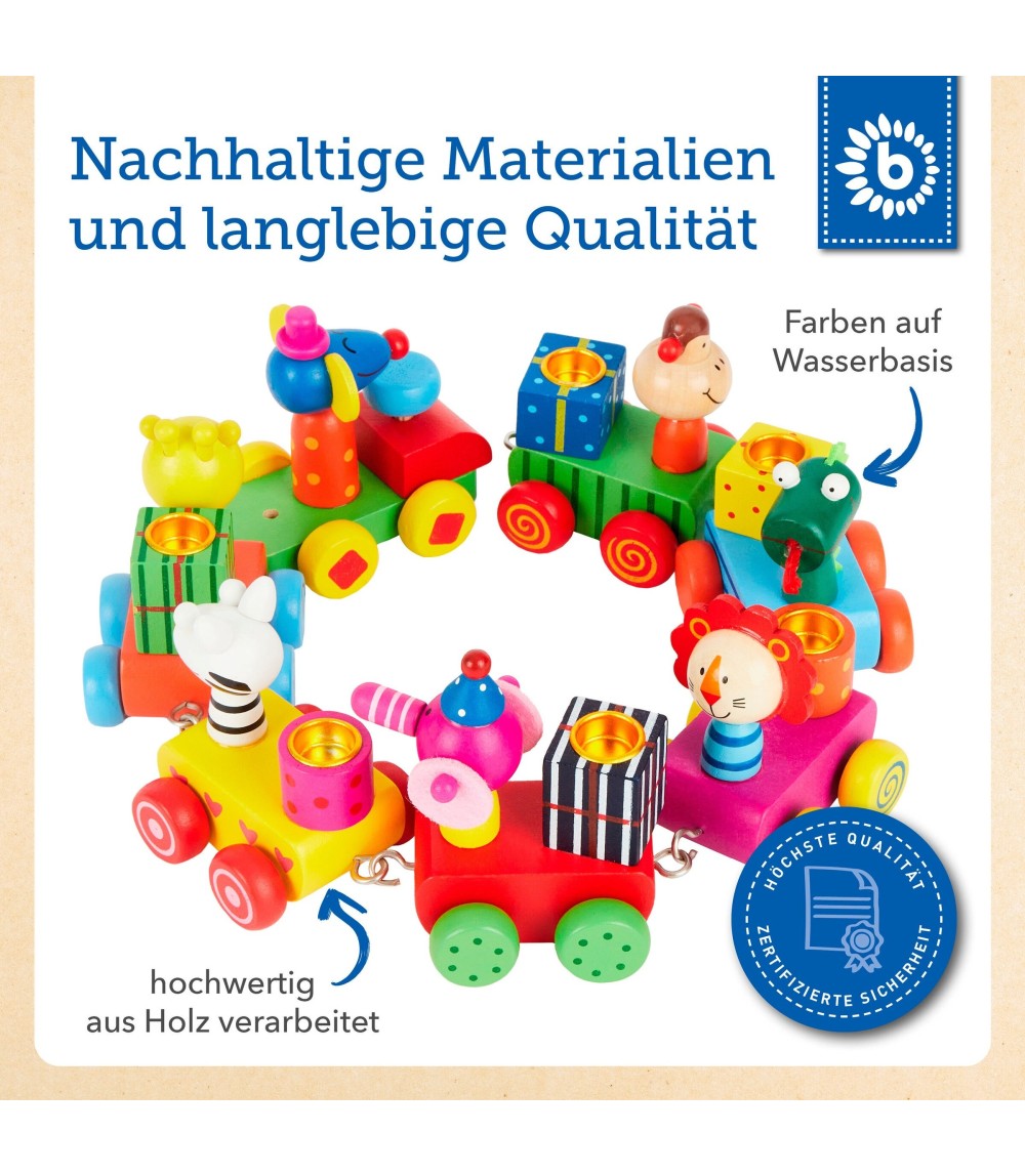 Geburtstagszug Holz Safari mit Zahlen 0-9 - ab Geburt