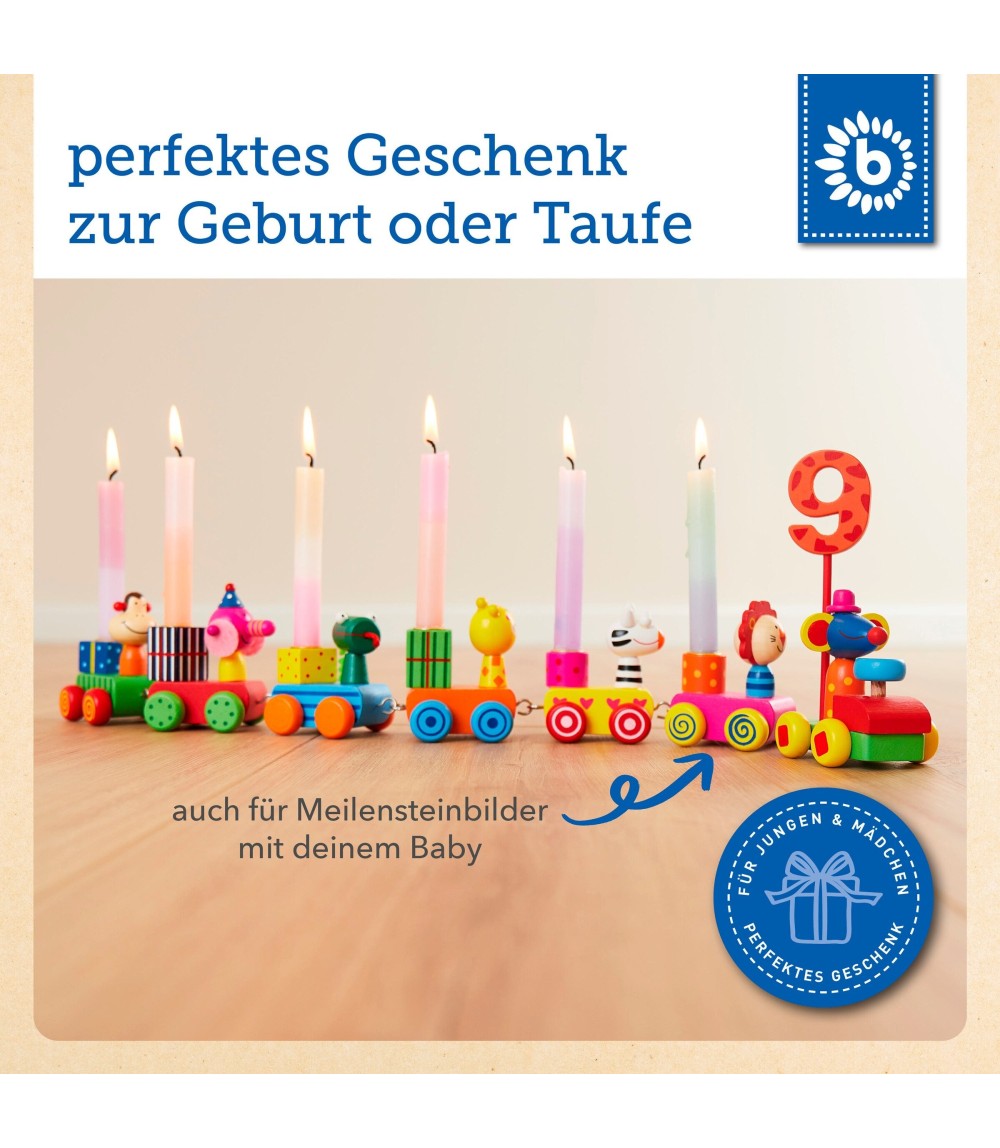 Geburtstagszug Holz Safari mit Zahlen 0-9 - ab Geburt