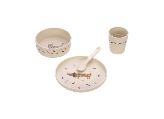 4-tlg. Geschirrset mit Zellulose