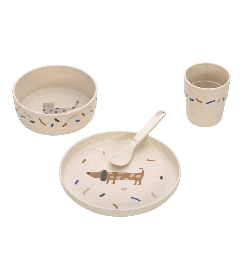 4-tlg. Geschirrset mit Zellulose