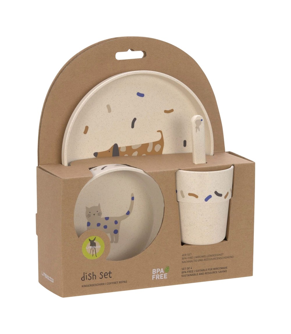4-tlg. Geschirrset mit Zellulose