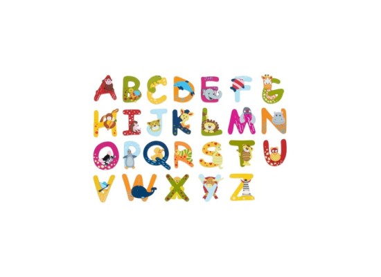 Holzbuchstaben mit Tiermotiven zum Aufkleben