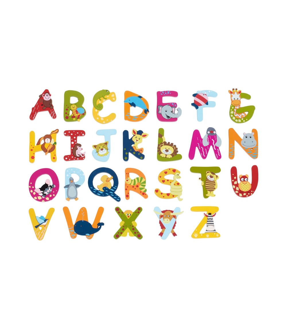 Holzbuchstaben mit Tiermotiven zum Aufkleben