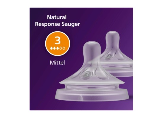 2er-Pack Natural Response Sauger, Silikon, Stufe 3, ab 1M