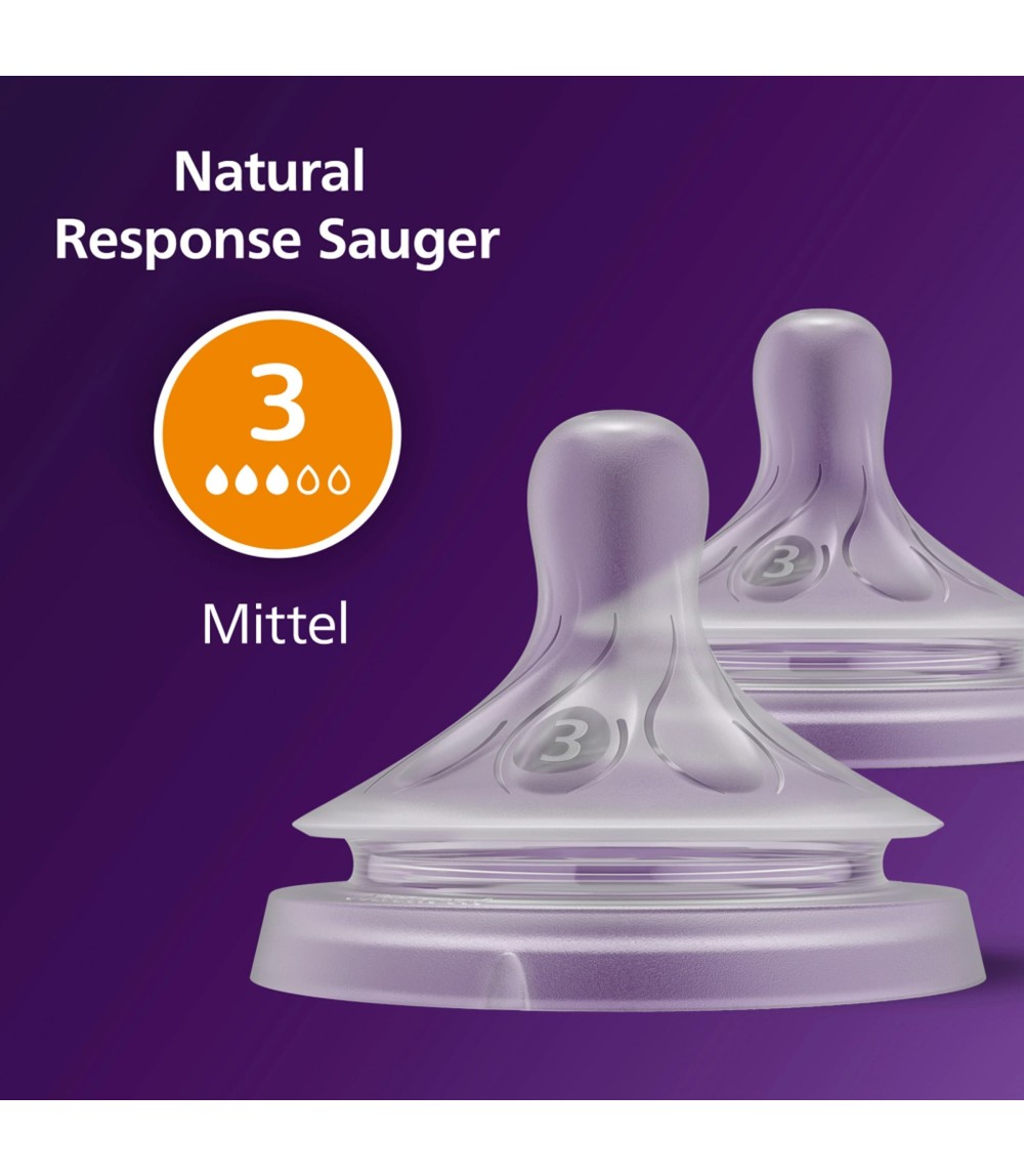 2er-Pack Natural Response Sauger, Silikon, Stufe 3, ab 1M