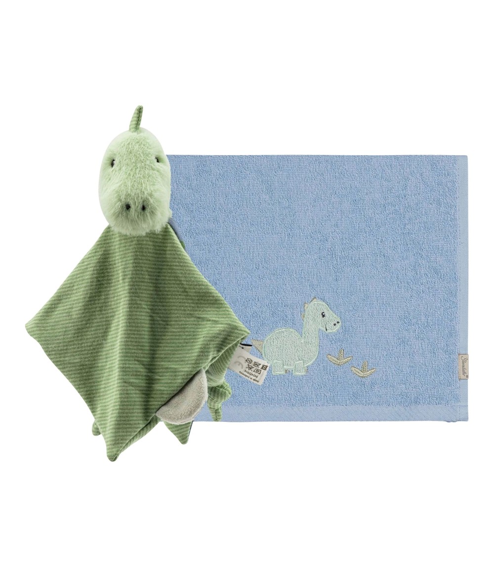 2-tlg. Geschenkset mit Rassel und Handtuch Dino Rexi
