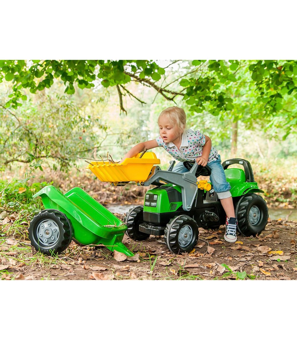 Trettraktor rollyKid Deutz-Fahr 5115 G TB mit Anhänger und Frontlader
