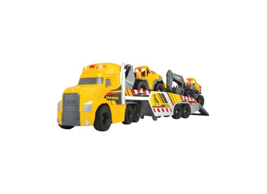 Schwertransporter Mack Heavy Loader Truck mit 2 Volvo Baustellenfahrzeugen