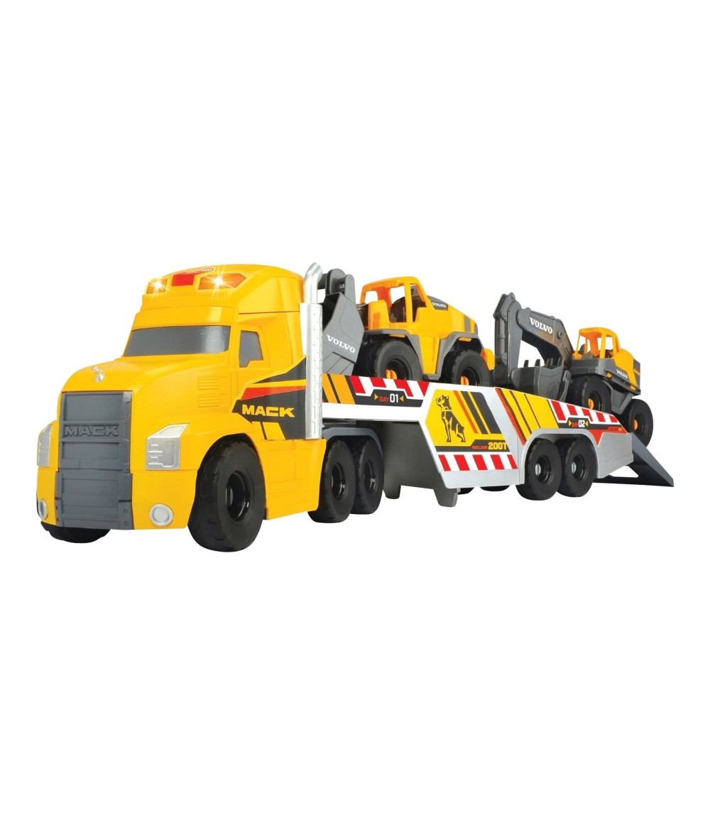 Schwertransporter Mack Heavy Loader Truck mit 2 Volvo Baustellenfahrzeugen