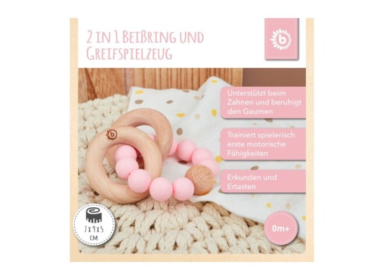 Beißring mit Silikon Perlen - ab Geburt