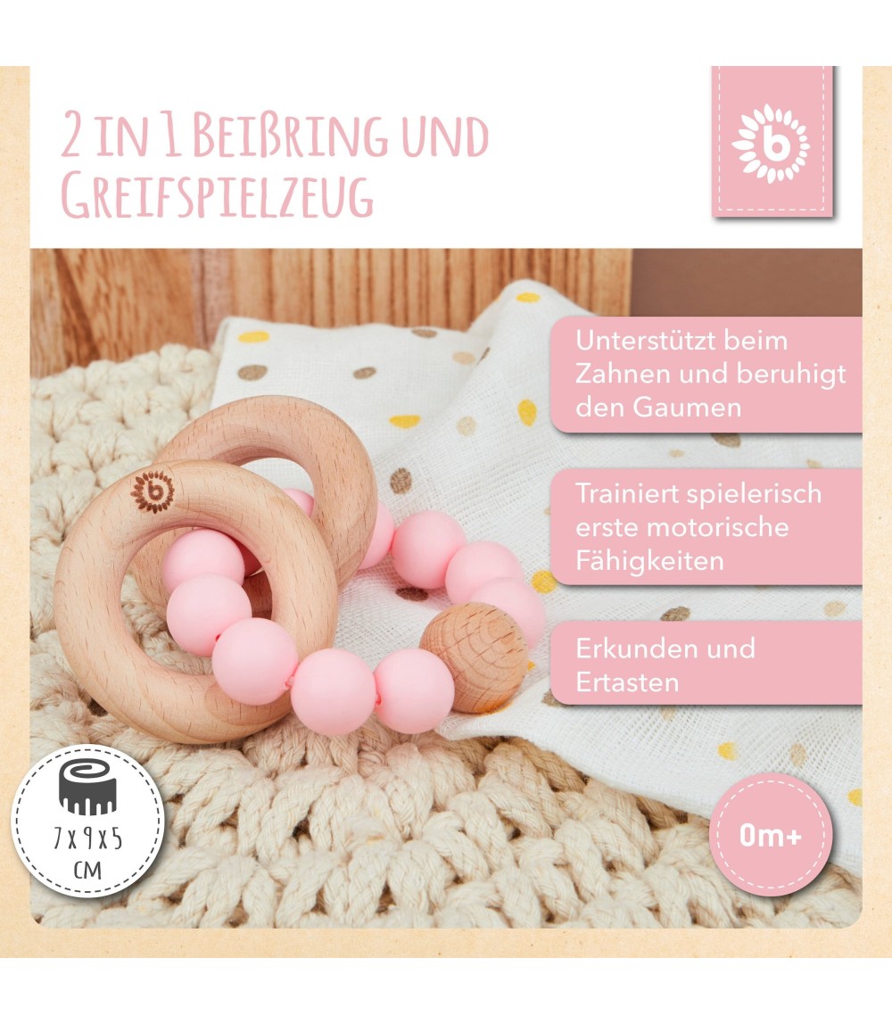 Beißring mit Silikon Perlen - ab Geburt