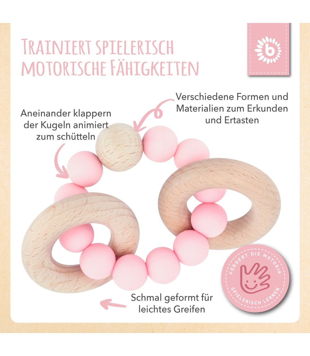 Beißring mit Silikon Perlen - ab Geburt