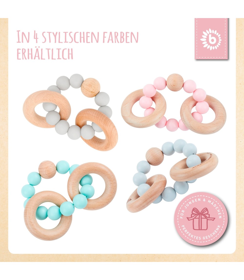 Beißring mit Silikon Perlen - ab Geburt