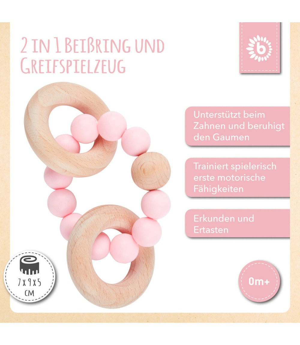 Beißring mit Silikon Perlen - ab Geburt