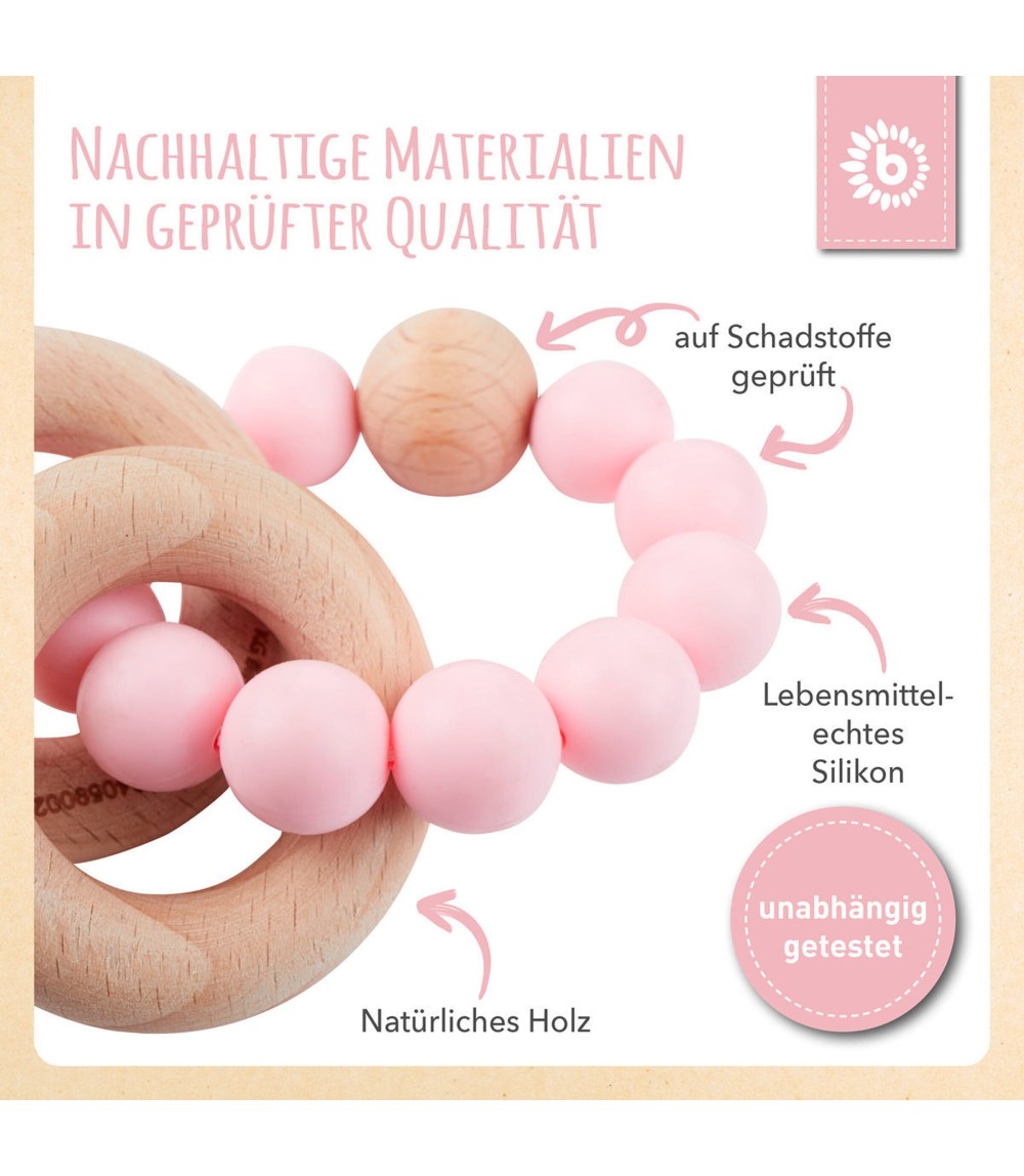 Beißring mit Silikon Perlen - ab Geburt