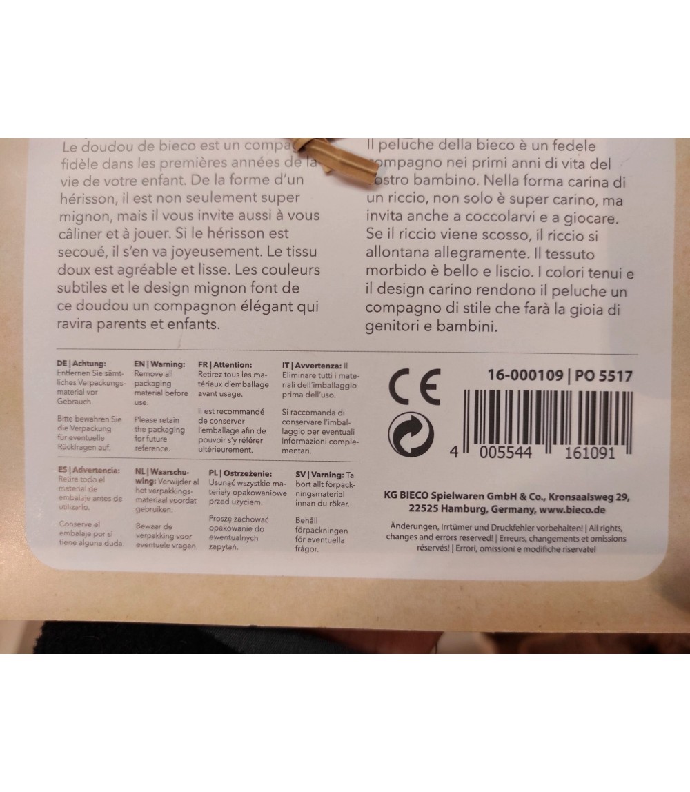 Plüsch Igel Spieltier mit Rassel - ab Geburt