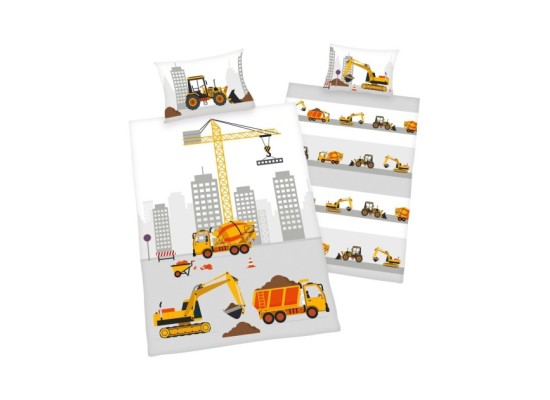 Flanell-Bettwäsche Baustelle 40x60 / 100x135 cm