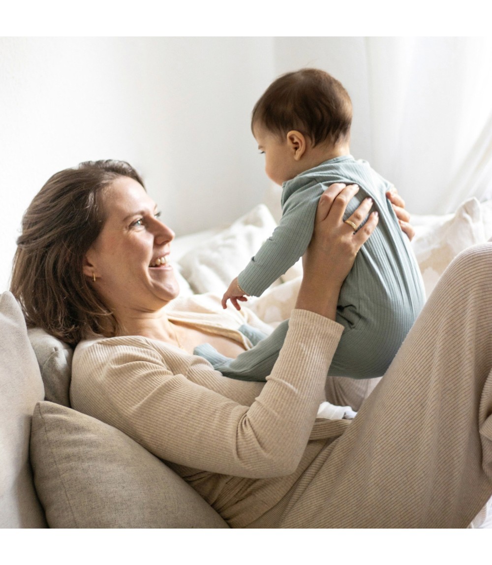 Schlafoverall mit Fuß Rippqualität