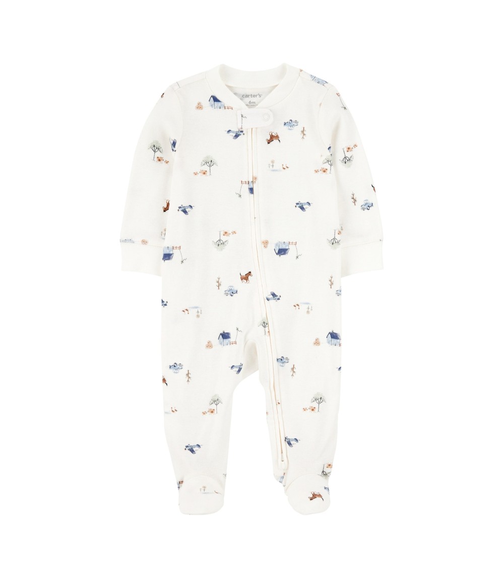 Schlafoverall mit Fuß Rippqualität Farm