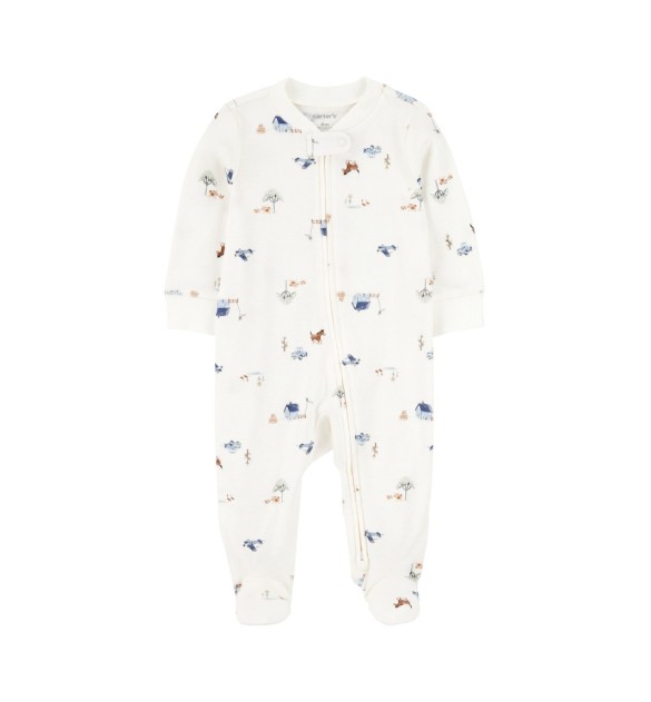 Schlafoverall mit Fuß Rippqualität Farm