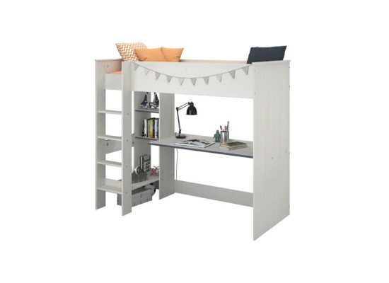 Hochbett mit Schreibtisch Smoozy 3a + 3b - Kanten Blau oder Pink (90x200)