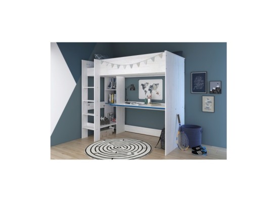 Hochbett mit Schreibtisch Smoozy 3a + 3b - Kanten Blau oder Pink (90x2