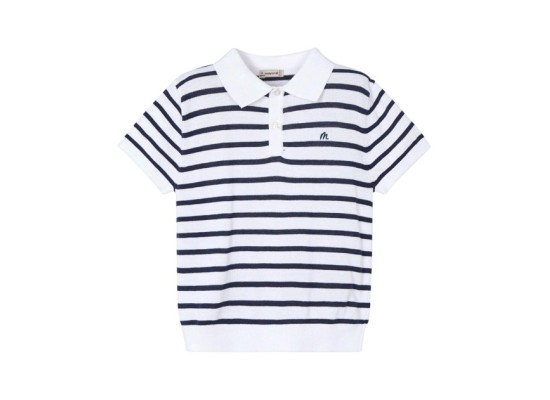 Polo-T-Shirt Ringel Feinstrick