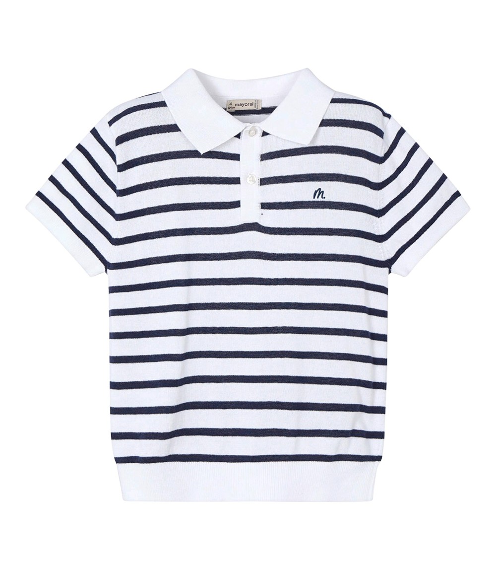 Polo-T-Shirt Ringel Feinstrick