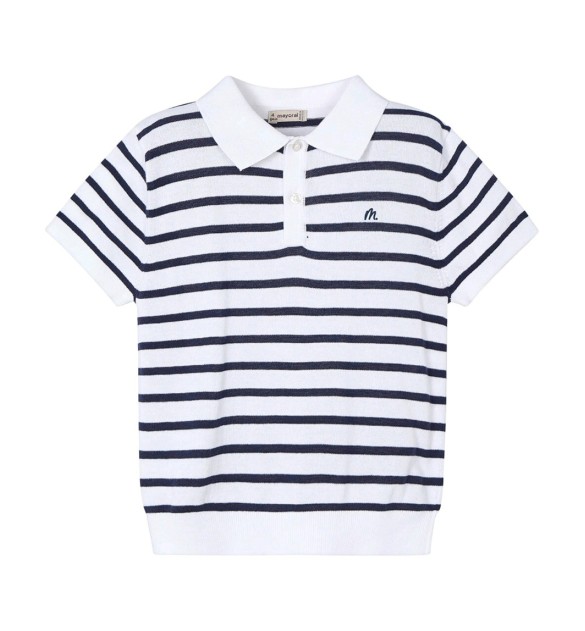 Polo-T-Shirt Ringel Feinstrick