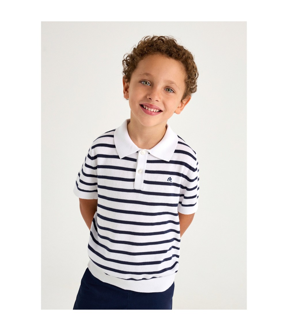 Polo-T-Shirt Ringel Feinstrick