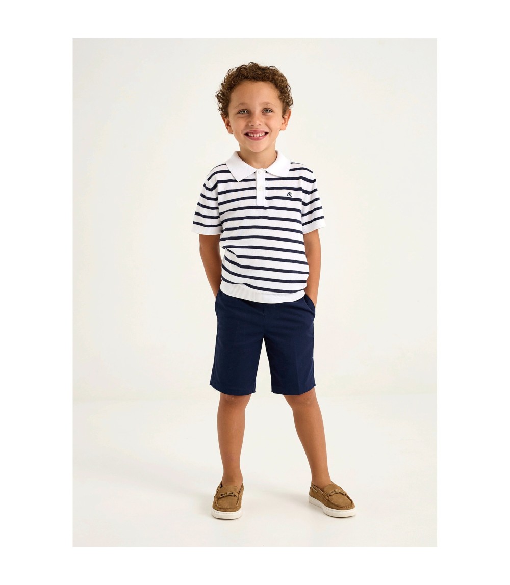 Polo-T-Shirt Ringel Feinstrick