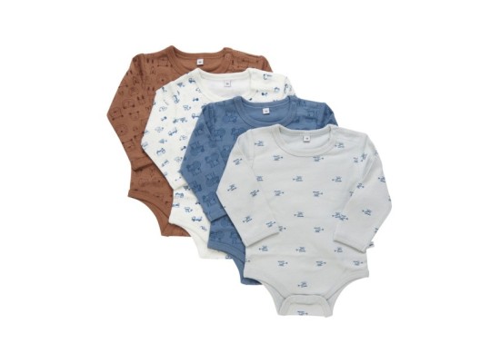 4er-Pack Bodys langarm Fahrzeuge Tiere