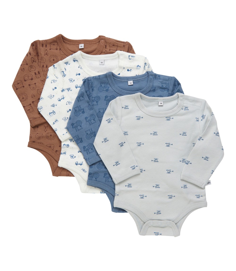 4er-Pack Bodys langarm Fahrzeuge Tiere
