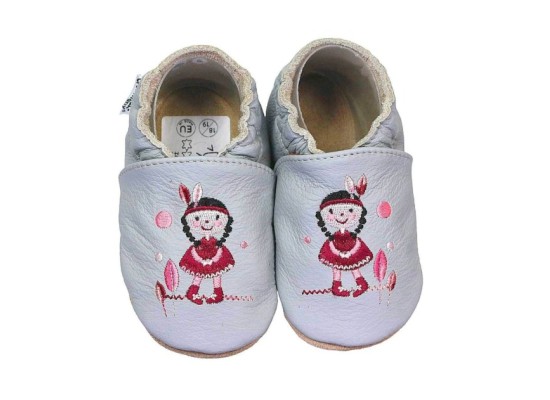 Krabbelschuhe Mädchen grau