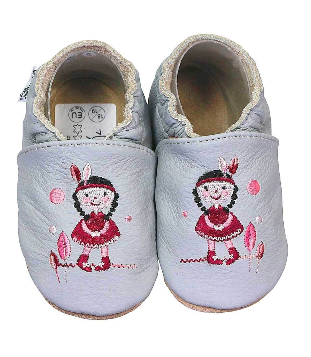 Krabbelschuhe Mädchen grau