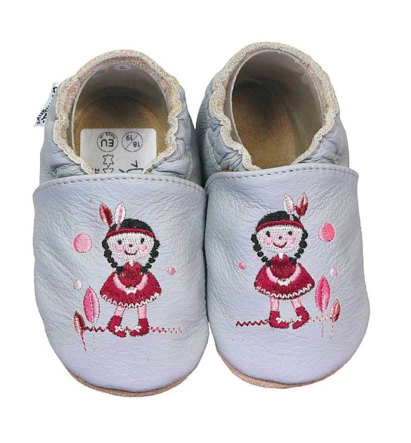 Krabbelschuhe Mädchen grau