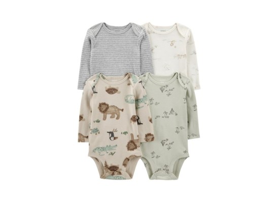 4er-Pack Bodys langarm Tiere Ringel