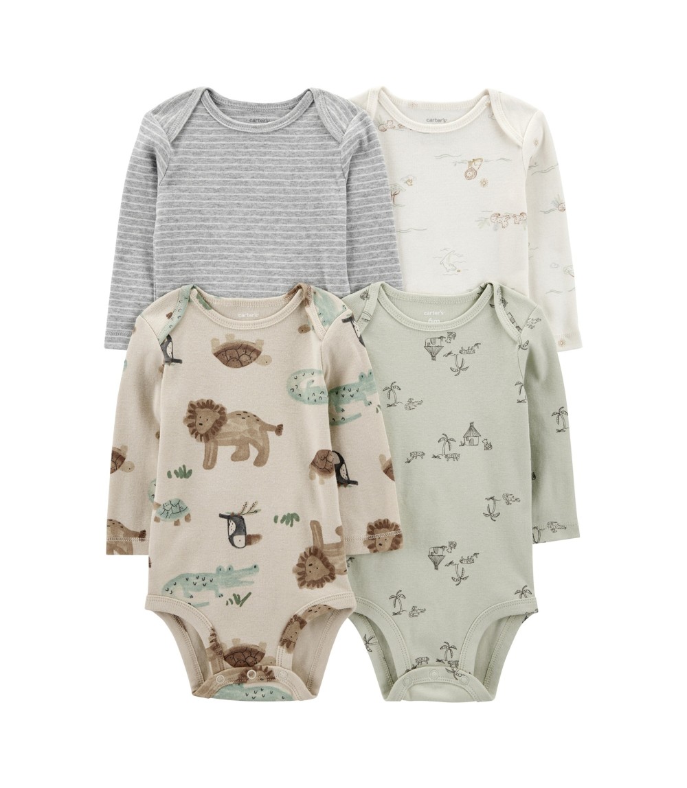 4er-Pack Bodys langarm Tiere Ringel