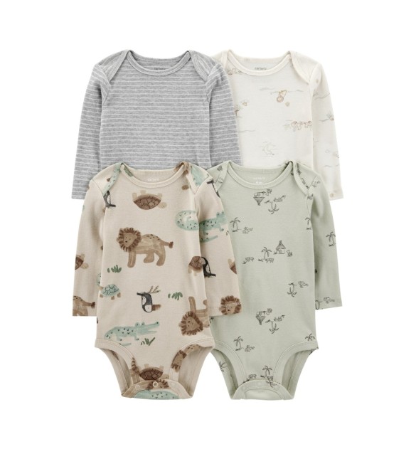 4er-Pack Bodys langarm Tiere Ringel