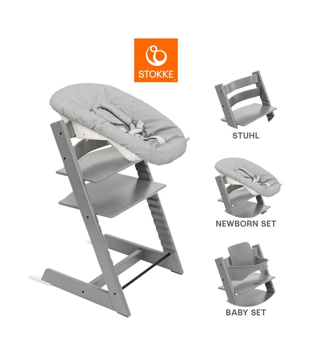 Bundle Treppenhochstuhl inkl. Newbornset Light Grey & Babyset