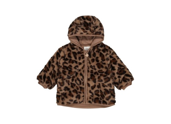 Plüschjacke mit Kapuze mit Ohren Leoprint