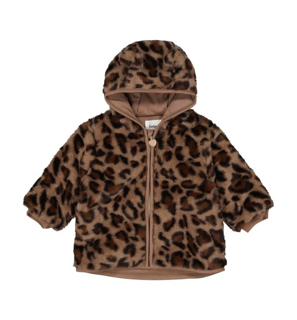 Plüschjacke mit Kapuze mit Ohren Leoprint