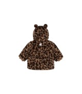 Plüschjacke mit Kapuze mit Ohren Leoprint