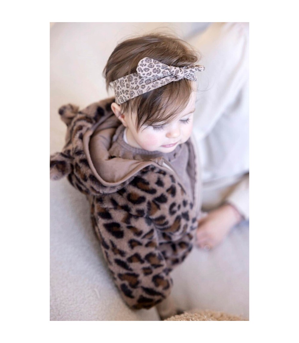 Plüschjacke mit Kapuze mit Ohren Leoprint