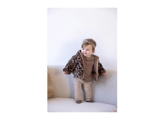 Plüschjacke mit Kapuze mit Ohren Leoprint